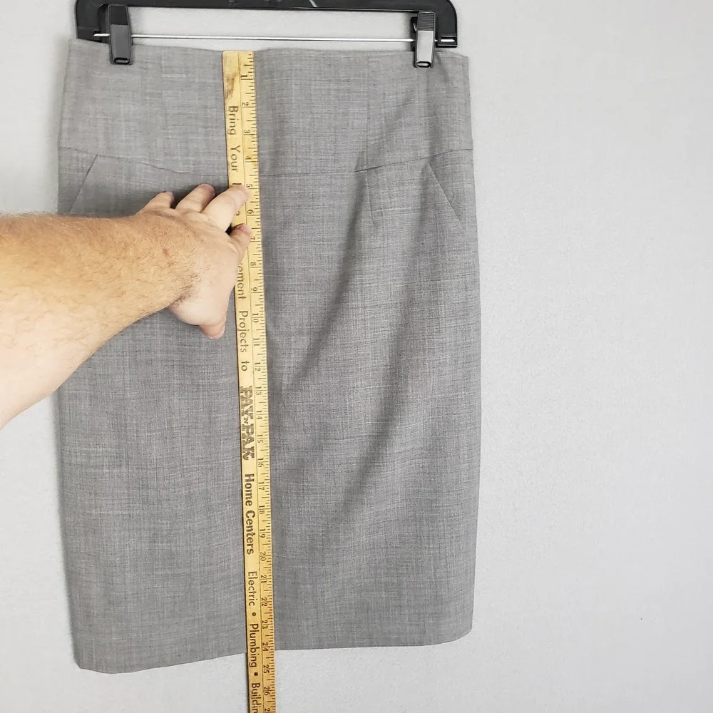 Banana Republic Size 8 Tall Stretch Wool Pencil Skirt Gray Modest Office Career - Picture 6 of 11